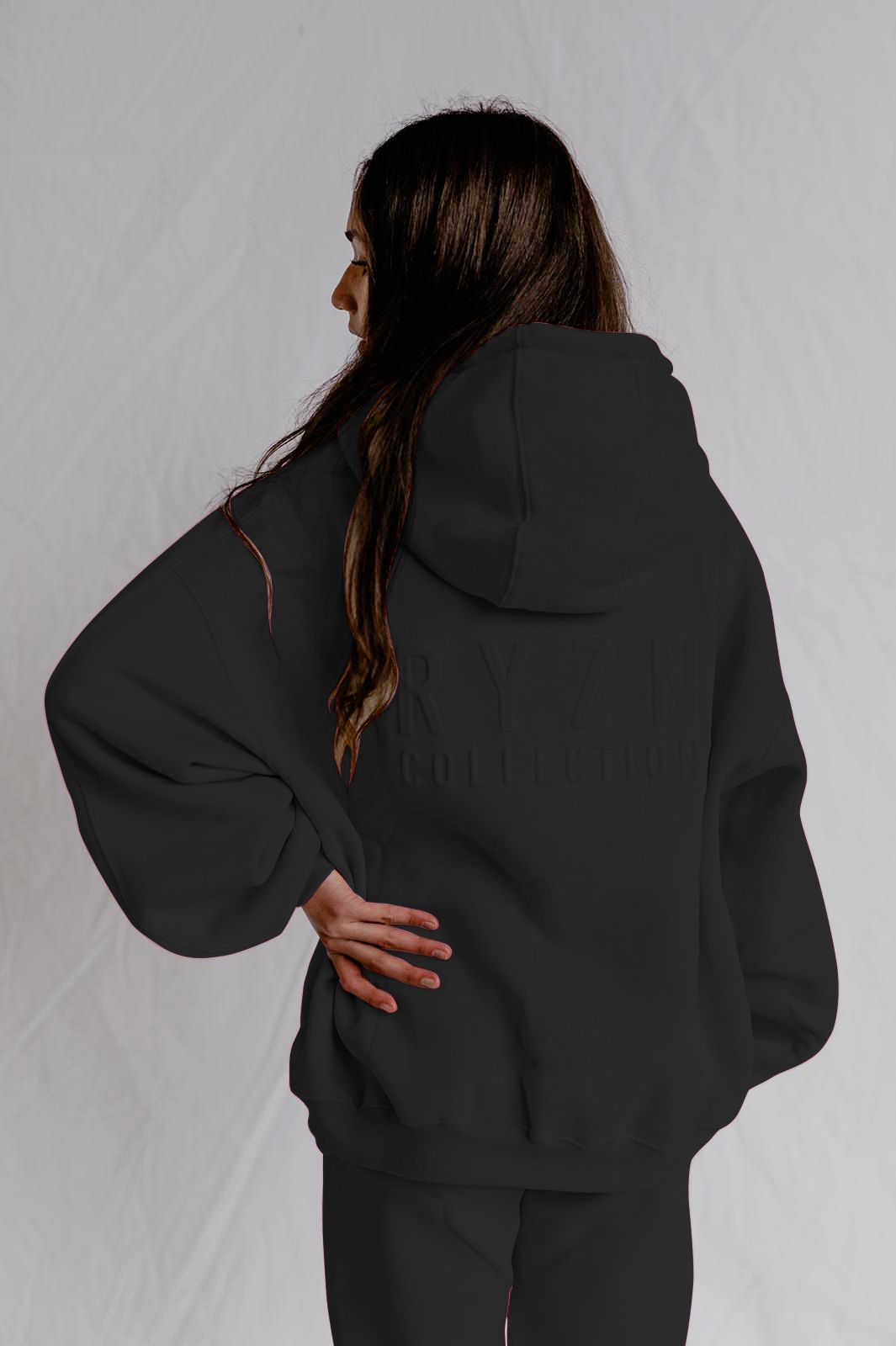 Embossed RYZN COLLECTION Hoodie - Midnight Black