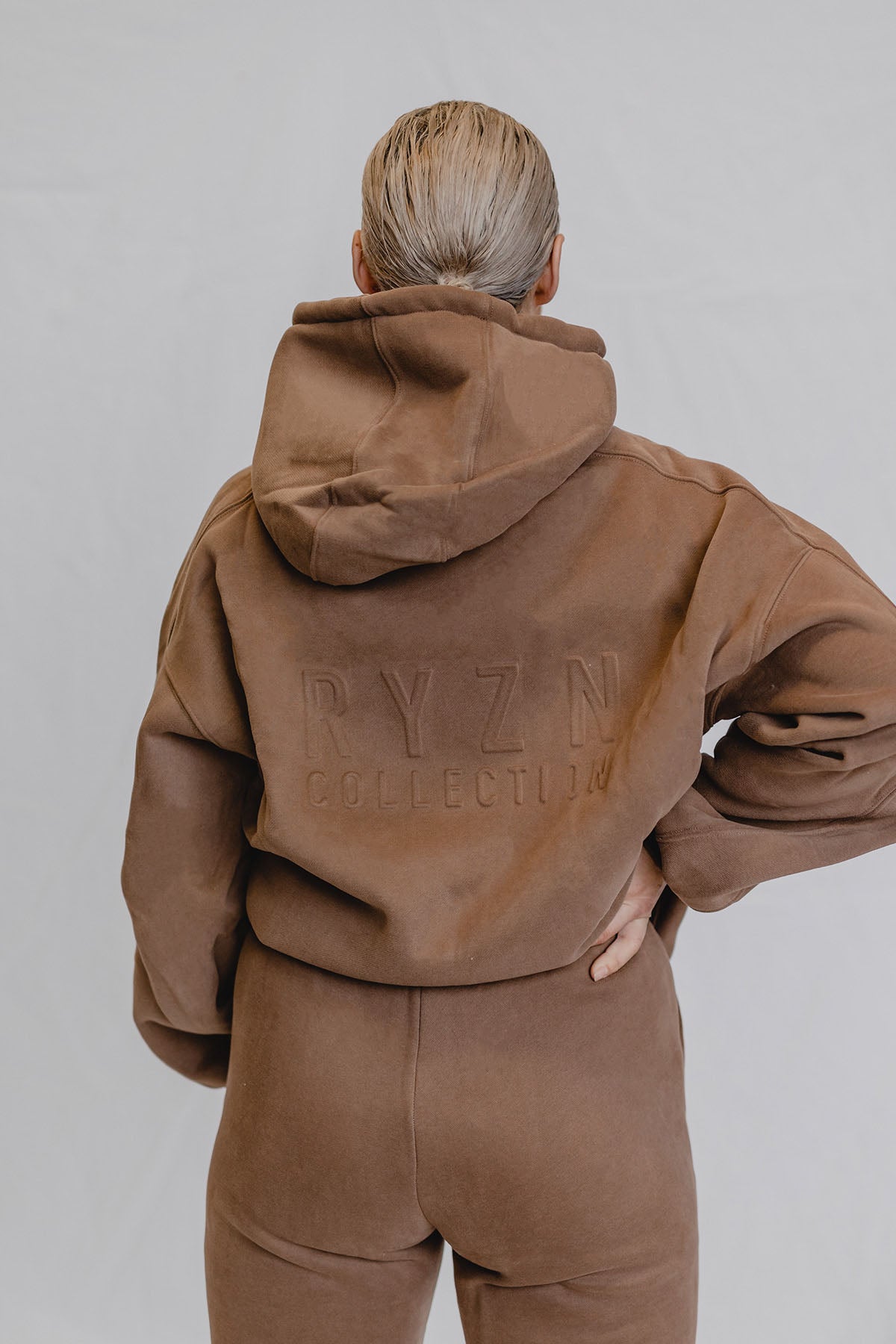 Embossed RYZN COLLECTION Hoodie - Chocolate