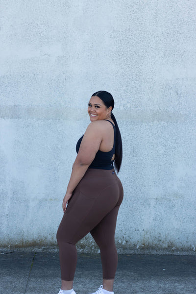 brown squatproof leggings with pockets